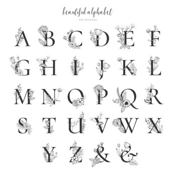 Free Vector | Beautiful alphabet collection with hand drawn floral ornaments