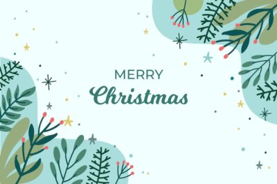 Free Vector | Beautiful christmas background with hand drawn leaves