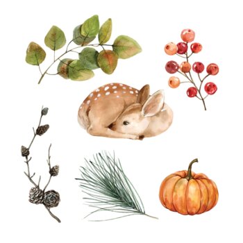 Free Vector | Beautiful creative autumn watercolor illustration for decorative use.