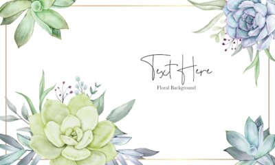 Free Vector | Beautiful hand drawing watercolor succulent plant and flower background template