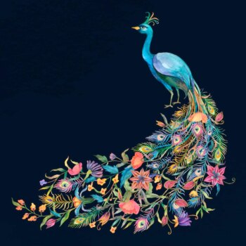 Free Vector | Beautiful watercolor blue peacock