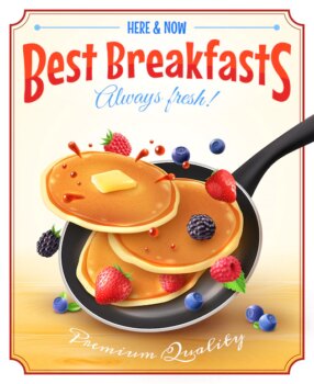 Free Vector | Best breakfasts vintage advertisement poster