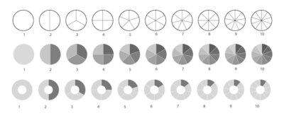 Free Vector | Big set, of wheel diagrams isolated on a white background. segmented circles set. various number of sectors divide the circle on equal parts. black thin outline graphics.
