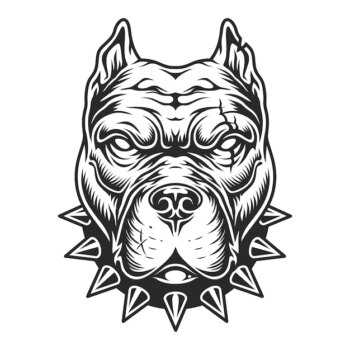 Free Vector | Black and white pitbull head