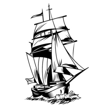 Free Vector | Black and white ship