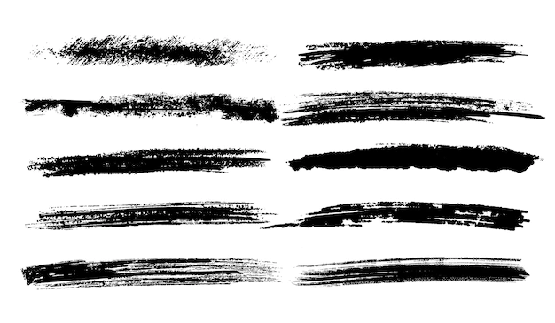 Free Vector | Black brush strokes set