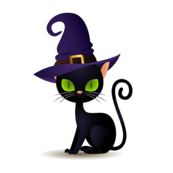 Free Vector | Black cat in witch hat