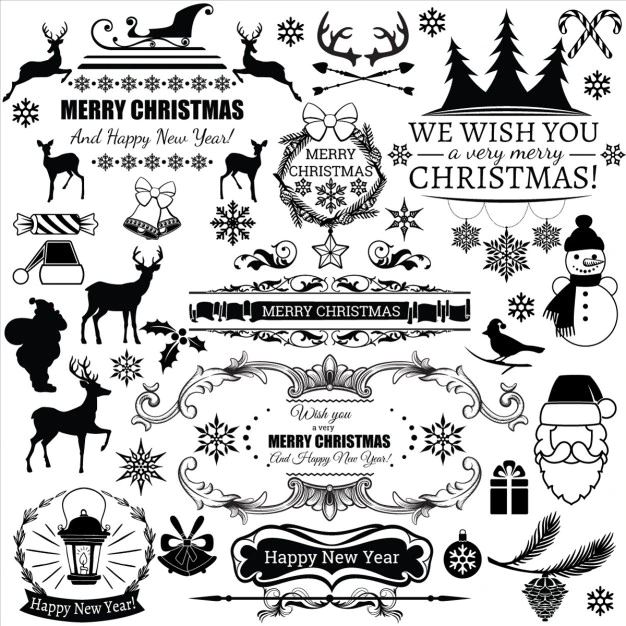 Free Vector | Black christmas labels