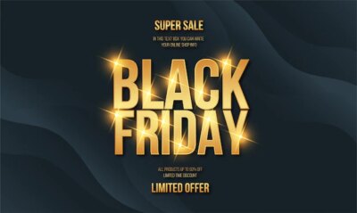 Free Vector | Black friday super sale with golden effect text