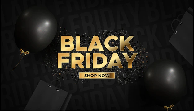 Free Vector | Black friday super sale with realistic shopping elemens
