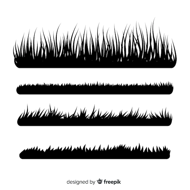 Free Vector | Black grass border silhouettes collection