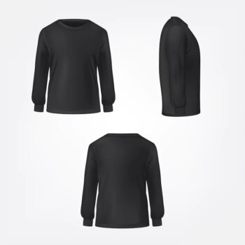 Free Vector | Black jumper three sides view realistic vector