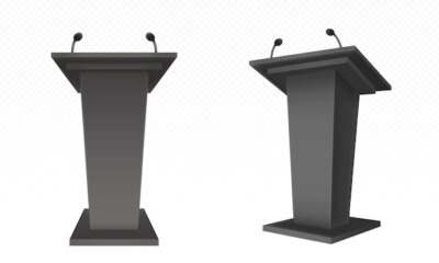 Free Vector | Black pulpit, podium or tribune, rostrum stand