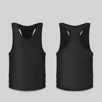 Free Vector | Black tank illustration of t-shirt 3d realistic model for branding.