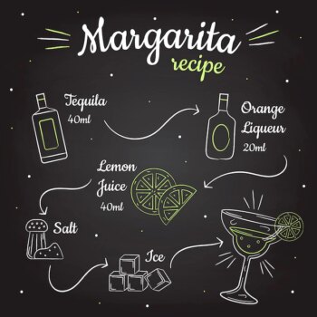 Free Vector | Blackboard margarita cocktail recipe