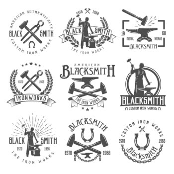 Free Vector | Blacksmith vintage emblems