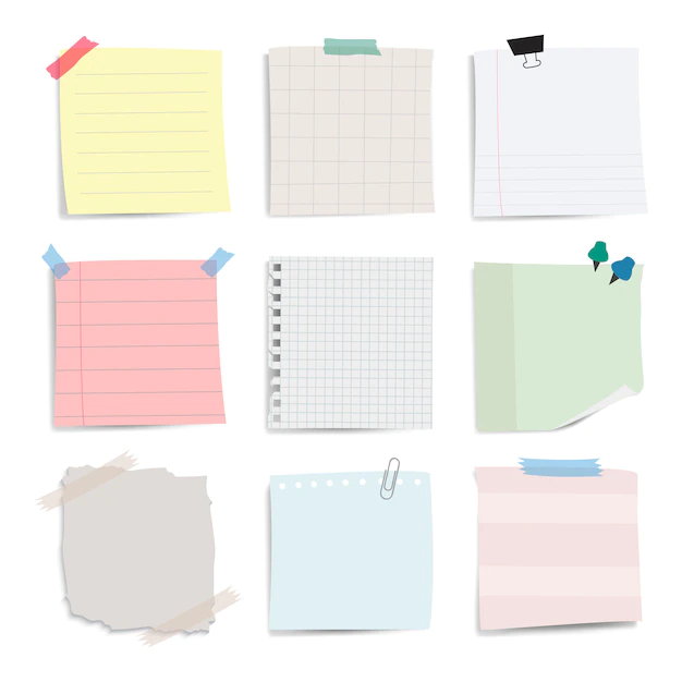 Free Vector | Blank reminder paper notes vector set