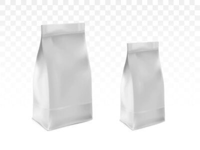 Free Vector | Blank white, sealed plastic bags realistic vector