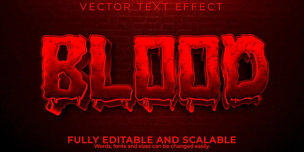 Free Vector | Blood red text effect, editable scary and monster text style