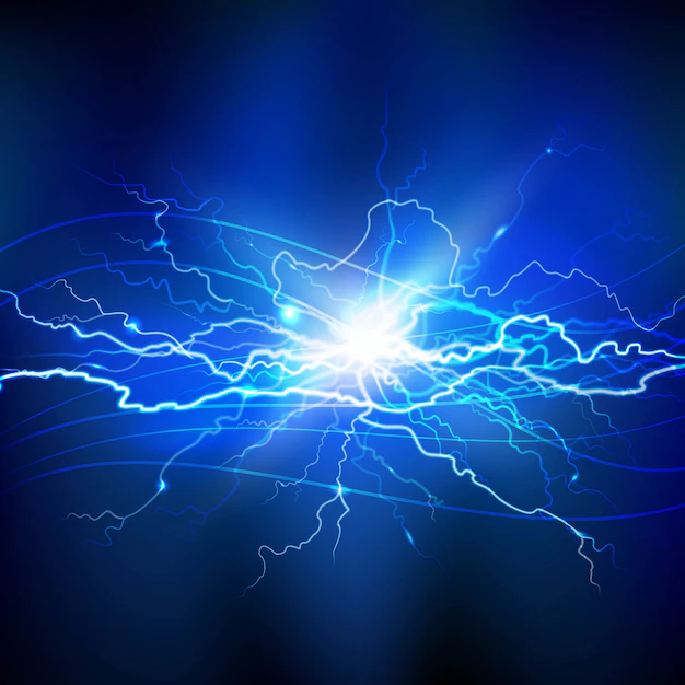 Free Vector | Blue lightning realistic background with a bright bunch of light