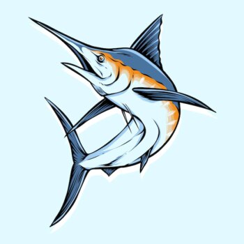 Free Vector | Blue marlin fish jumping