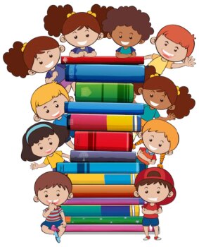 Free Vector | Books with children on white background