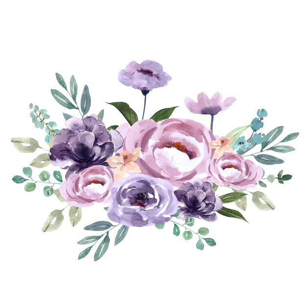 Free Vector | Bouquet for unique cover decoration, exotic purple flowers