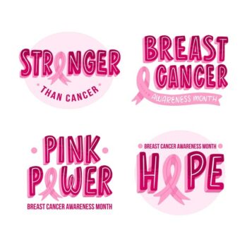 Free Vector | Breast cancer awareness month labels