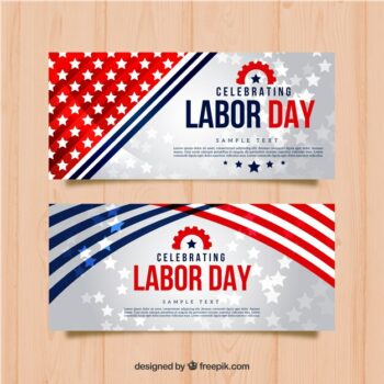 Free Vector | Bright banners of labor day stars