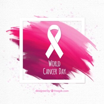 Free Vector | Brushstrokes background with world cancer day ribbon