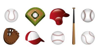 Free Vector | Bundle of baseball and icons