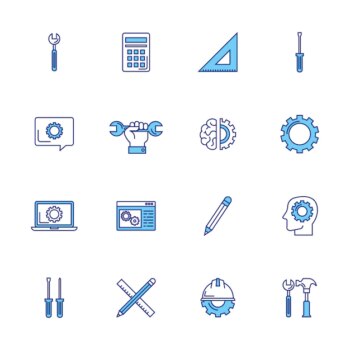 Free Vector | Bundle of engineering set icons