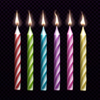 Free Vector | Burning candles for birthday cake set isolated
