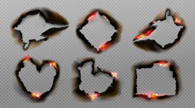 Free Vector | Burnt holes in paper with fire and black ash