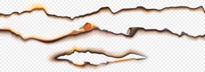 Free Vector | Burnt paper edges with fire and black ash isolated on transparent