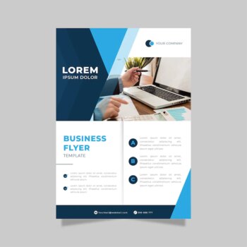 Free Vector | Business flyer print template in gradient blue