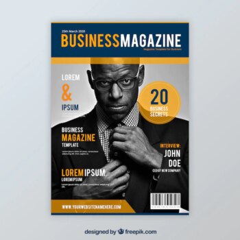 Free Vector | Business magazine cover template with model posing