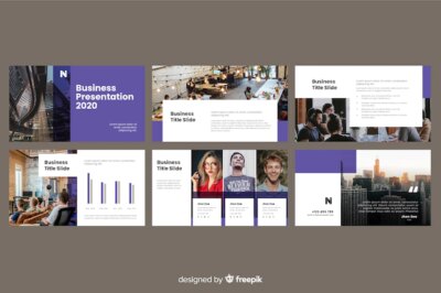 Free Vector | Business presentation slides with photo