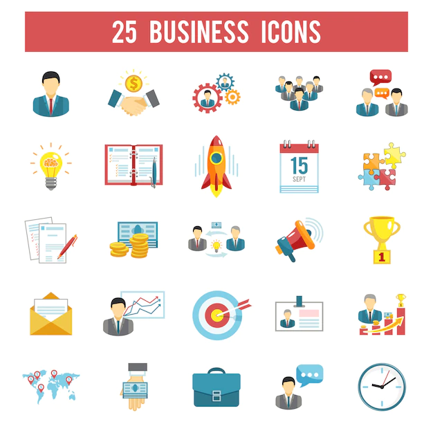Free Vector | Business startup flat icons set