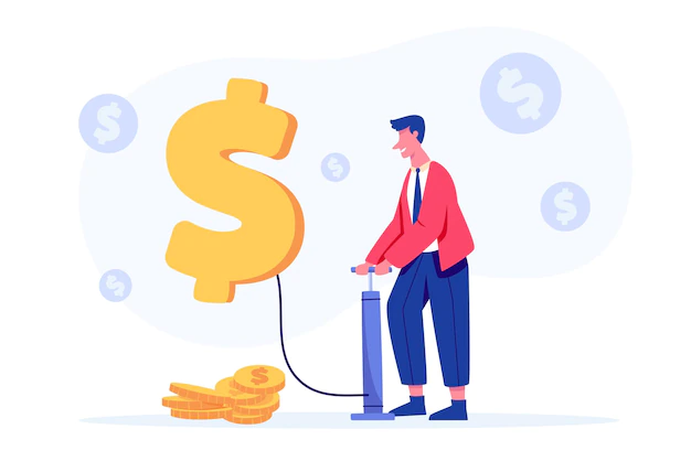 Free Vector | Businessman make money growth business success financial investment and return on investment roi concept. financial investments, marketing, analysis, security of deposits vector illustration.