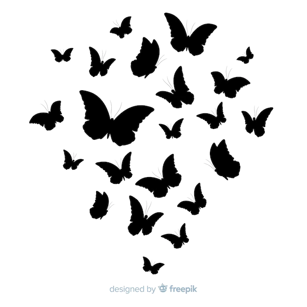 Free Vector | Butterfly silhouettes flying