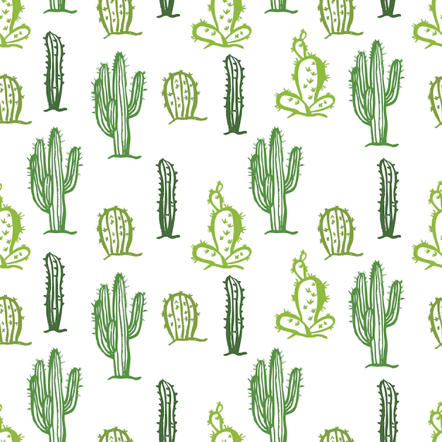 Free Vector | Cactus seamless color background