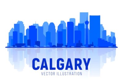 Free Vector | Calgary canada skyline silhouette background vector illustration business travel and tourism concept with modern buildings image for presentation banner website