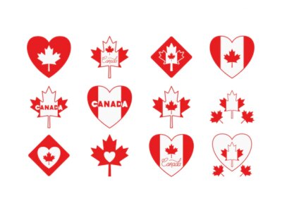 Free Vector | Canada day with maple leaf icon set