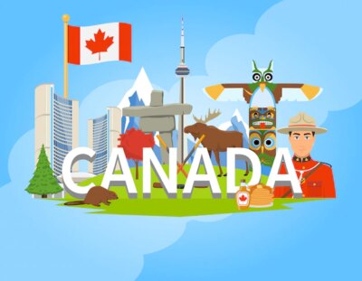 Free Vector | Canadian national symbols composition flat poster