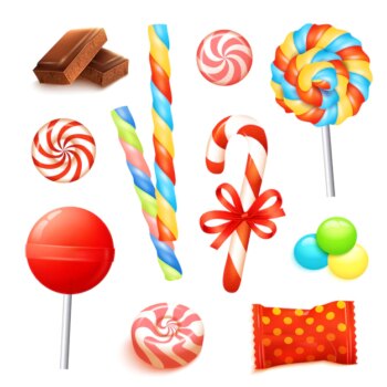 Free Vector | Candy realistic set