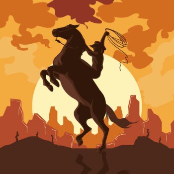 Free Vector | Card of cowboy in horse