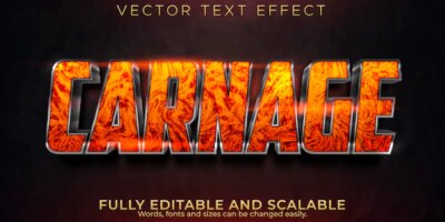 Free Vector | Carnage text effect, editable fire and hell text style