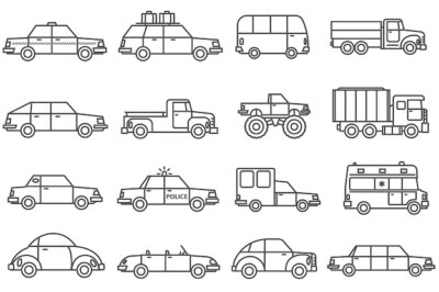Free Vector | Cars line icons set