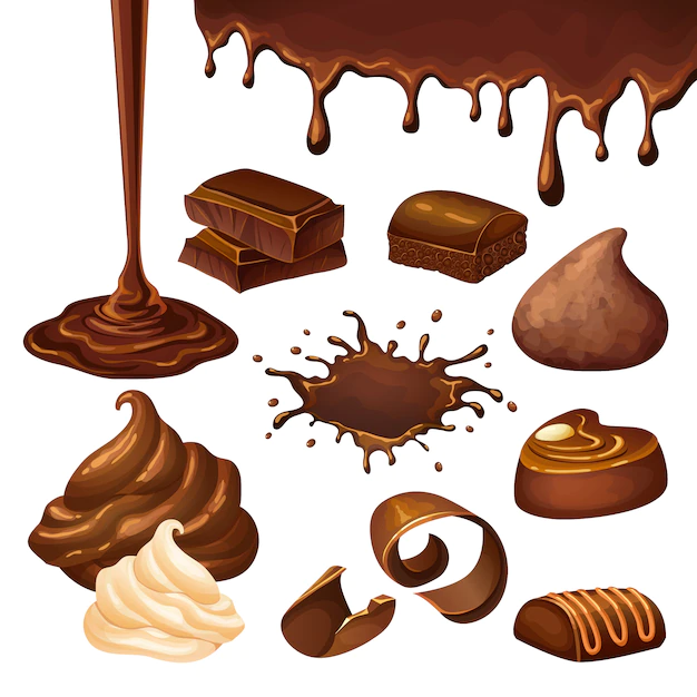 Free Vector | Cartoon chocolate elements set